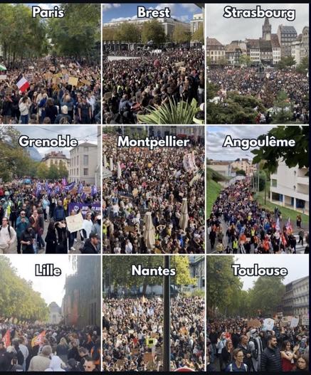 Protests in franceParis Grenoble Ф. Lille Brest Montpellier Nantes Strasbourg Angoulême Toulouse